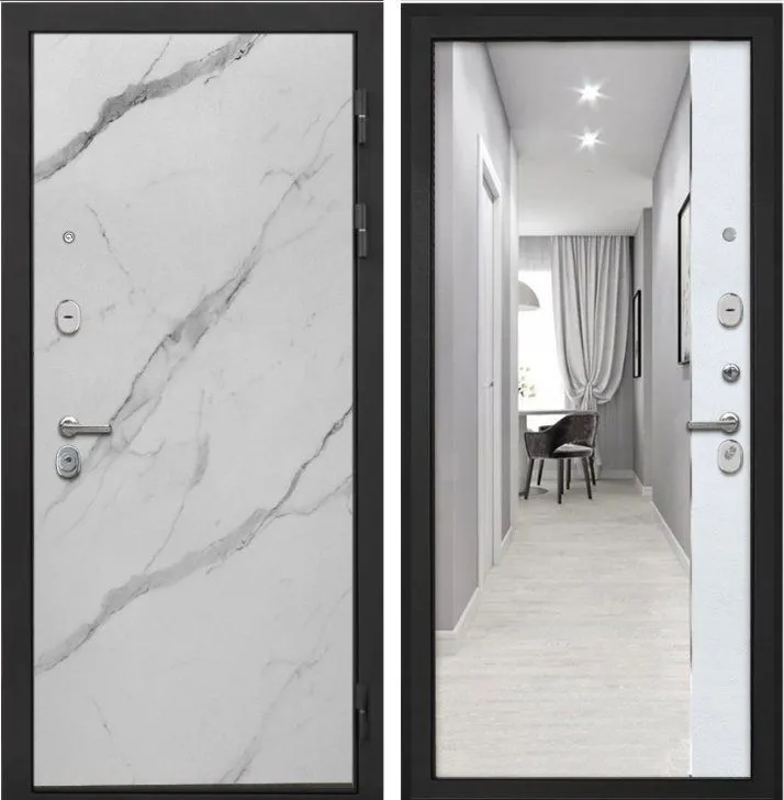 Фото Дверь Интекрон Сицилия Remix (фурнитура хром) Мрамор арктик DIS007191